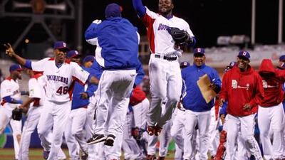 Fernando Rodney leads the Dominican Republic's celebrations after defeating Netherland in the semi-finals of the World Baseball Classic.
