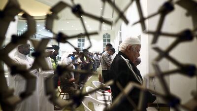 Muslims, including Palestinians from Gaza, perform taraweeh prayers at Emirates Humanitarian City. Reuters