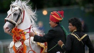 India's dancing Marwari horses perform at the Royal Windsor Horse Show.