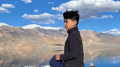 Ayaan at the 5,000-metre base camp of a mountain in Ladakh at age nine in 2023. Photo: Mendon family
