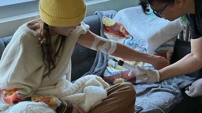 Bella Hadid undergoing treatment for Lyme disease. Photo: @bellahadid / Instagram