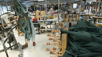 A pile of shepherd’s umbrellas inside Piganiol's manufacturing facility. Thierry Zoccolan / AFP