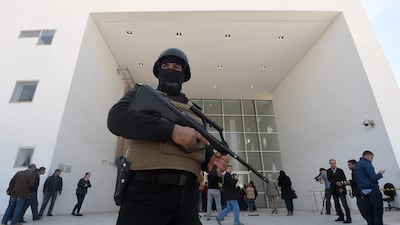 A member of the Tunisian security forces at the National Bardo Museum in Tunis. Ethi Belaid / AFP