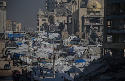 Destroyed buildings on Al Rashid Road in the west of Gaza City, on January 6. EPA