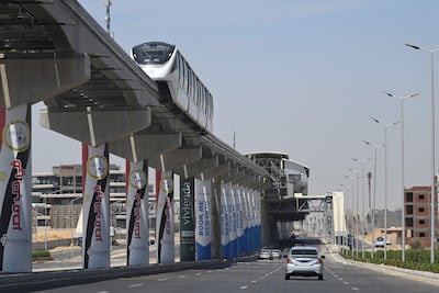 Monorail train that recently opened, operates in the Fifth Settlement east of Cairo. AFP
