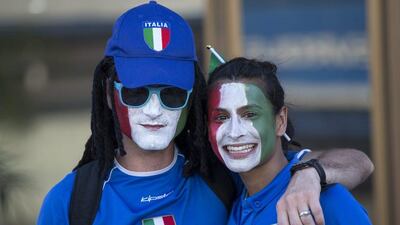 Italy fans shown with their faces painted before their country played England on Saturday at the 2014 World Cup in Manaus. Brazil. Oli Scarff / Getty Images
