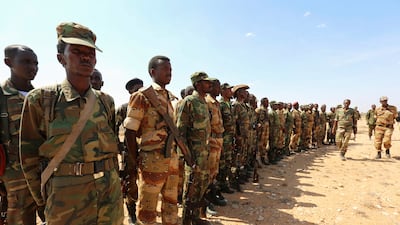 Ethiopian and Somali soldiers prepare for a joint offensive against Al Shabab militants in 2014. Reuters