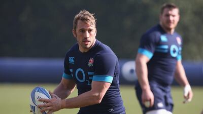 Chris Robshaw passes the ball during an England training session held at Pennyhill Park on March 13, 2014, in Bagshot, England. David Rogers / Getty Images
