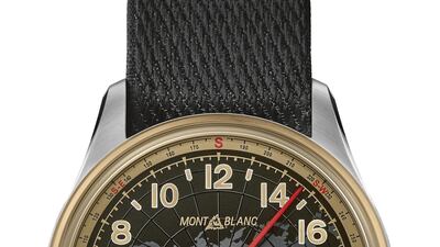 1858 Automatic 24H: Montblanc has launched two new 1858 timepieces, combining vintage aesthetics with new coloured dials, case elements made of a special bronze alloy, hand-made NATO straps and unique complications. The 1858 Automatic 24H pictured here features a 24-hour dial, with a single hand that allows the timepiece to be used both as a timekeeper and as a compass. The red hand is coated in SuperLumiNova for enhanced visibility, while the compass scale is marked on the outer rim of the dial in a beige ring, with markers at approximately 5 degree intervals.