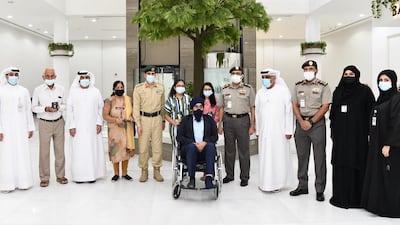 The family of Hiren and Vidhi Adhiya, who were killed in their home in Arabian Ranches this year, are granted 10-year golden visas. Courtesy: Dubai Police