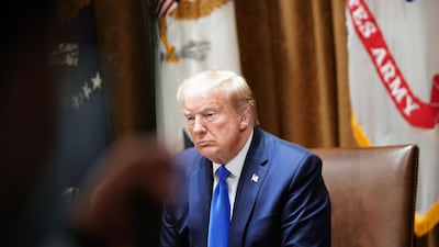 US President Donald Trump looks on during a meeting with military leaders and his national security team in the Cabinet Room of the White House in Washington, DC. AFP