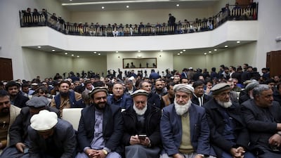 Party members wait for Afghan presidential candidate Abdullah Abdullah to speak at a party conference, in Kabu. AP Photo