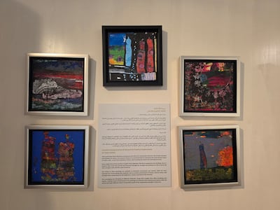Dr Najat Makki's artworks dedicated to Muneera Bint Ahmad. Photo: Katy Gillett for The National