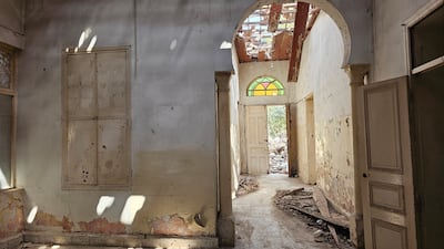 Inside the damaged former home of Lebanese independence movement leader Mohammad Bek El Fadl in Nabatieh. Photo: Mohamad Zanaty for The National