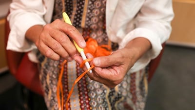 The weave is made using a type of plastic which is malleable and weather resistant.