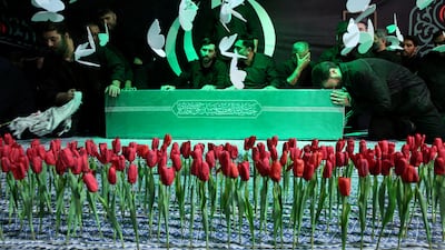Ayatollah Ali Khamenei's coffin is displayed in Tehran. Reuters