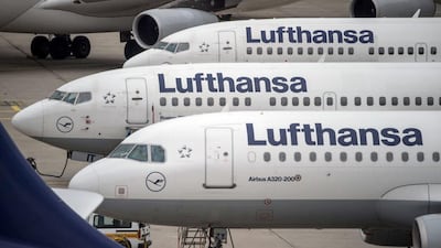 Lufthansa planes parked on November 11 at the airport in Frankfurt. AFP Photo
