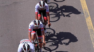 Riders during the third stage of the UAE Tour. AFP