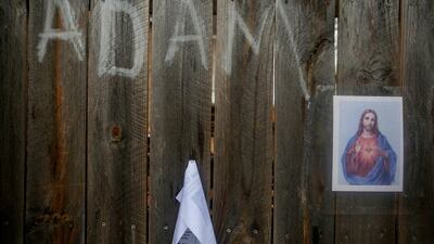 A memorial to 13-year-old Adam Toledo at the Chicago site where he was shot dead by a police officer. Reuters