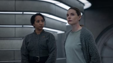 Alexandria Riley, left, and Rebecca Ferguson in Silo season three. Photo: Apple TV
