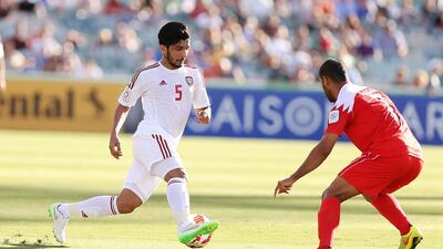 CANBERRA, AUSTRALIA - JANUARY 15: Amer Abdulrahman of the United Arab Emirates in action during the 2015 Asian Cup match between Bahrain and the UAE at Canberra Stadium on January 15, 2015 in Canberra, Australia. (Photo by Stefan Postles/Getty Images)
