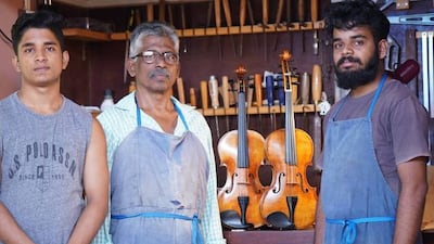 The father and sons team of Fiddle Crafters Luthiers. Left to right: Vijay, ED and Vinay Murali. Photo: Vinay Murali