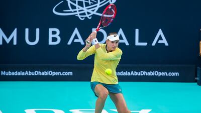 Elena Rybakina during her victory over Danielle Collins at the Mubadala Abu Dhabi Open at Zayed Sports City on Febraury 8, 2024. All images by Victor Besa / The National