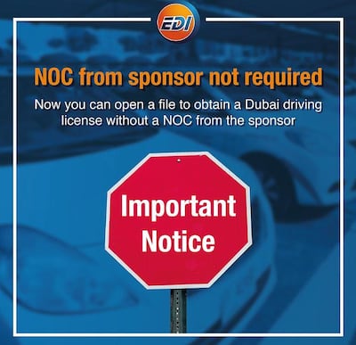 The notice on the Facebook page of Emirates Driving Institute.