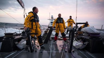 The Abu Dhabi Ocean Racing Team's 'Azzam' currently sails in third place as it searches, along with the rest of the Volvo Ocean Race fleet, for a way through a low-pressure trough to the trade winds that will carry it north.