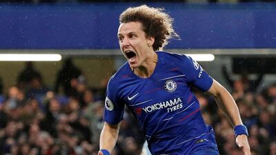Chelsea defender David Luiz celebrates after scoring his side's second goal against Manchester City. Reuters