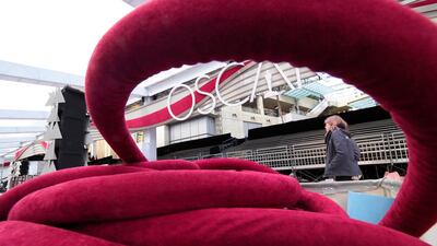 A pile of coiled velvet rope on the red carpet. EPA