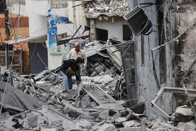 The rubble of a destroyed building in Nabatieh, the scene of Israeli attacks on southern Lebanon. AFP