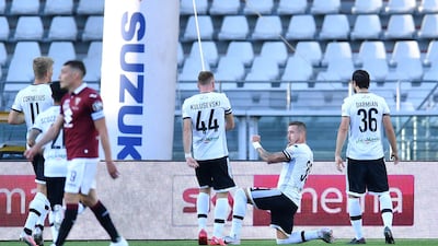 Juraj Kucka of Parma celebrates his goal against Torino. Getty Images