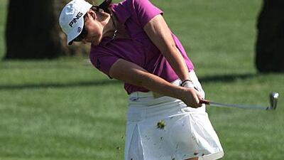 Maria Hjorth fired a near-faultless round of 66 to finish the day with a useful two-stroke lead over the rest of the field.