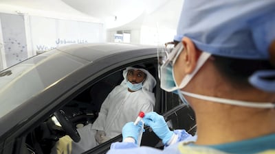 The new screening drive through at Zayed Sports City in Abu Ahabi. Chris Whiteoak / The National