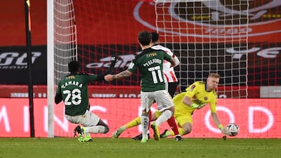 Panutche Camara scores for Plymouth. Getty