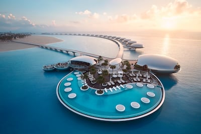 The arrival pavilion is a giant version of the futuristic pods that serve as villas. Photo: Shebara