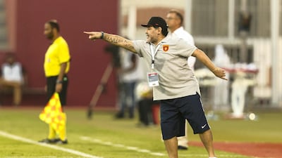Diego Maradona barks instructions at his Fujairah players. Christopher Pike / The National