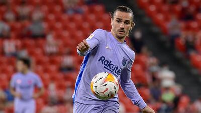 Antoine Griezmann controls the ball during the match between Athletic Bilbao and Barcelona. AP