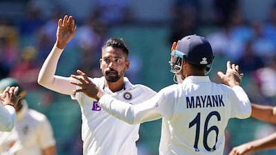 India's Mohammed Siraj celebrates after dismissing Cameron Green of Australia. EPA