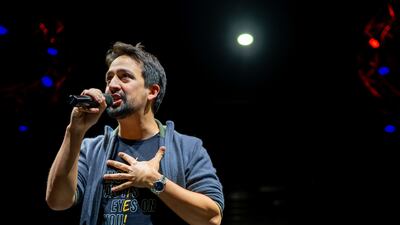 US composer Lin-Manuel Miranda on the campaign trail for Ms Abrams and the Democratic candidate for governor of Texas, Beto O'Rourke. Getty / AFP