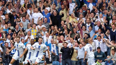 Ross McCormack celebrates after scoring a goal with Leeds United in an English Championship match against Sheffield Wednesday on August 17, 2013. Tim Keeton / Getty Images