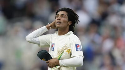 In this 2010 photo, Mohammad Amir of Pakistan gestures on the third day of their third Test match against England, at the Brit Oval in London. AFP PHOTO/IAN KINGTON