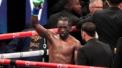 Terence Crawford after his 12-round unanimous decision victory against Israil Madrimov in their WBA super welterweight world title fight at the BMO Stadium in Los Angeles on Saturday, August 3, 2024. The win means Crawford is now a four-division champion. AP
