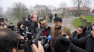 Othman Al Mujali (C-R), Yemen's Minister of Agriculture and Irrigation, warned that a military offensive was an option if the Houthis did not leave Hodeidah