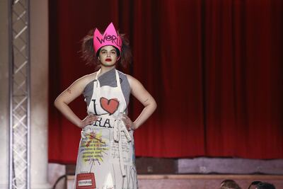 A model wears a creation by Vivienne Westwood at London Fashion Week. AP