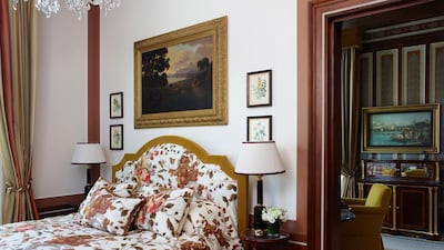 A suite bedroom at The Lanesborough. Photo by Simon Upton
