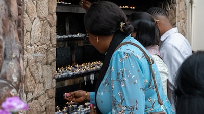 Worshippers at St Michael’s Catholic Church in Sharjah. Thousands of Christians across the UAE are marking Easter in the shadow of the Iran war. Ahmed Ramzan / The National