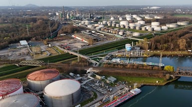 The Ruhr Oel petroleum refineries in western Germany. Global oil demand is forecast to decline by 1.1 million bpd this year. AFP