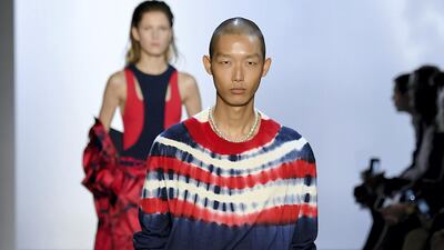 A model walks the runway for Prabal Gurung during New York Fashion Week September 2019. Photo: Mike Coppola / Getty Images for NYFW: The Shows / AFP